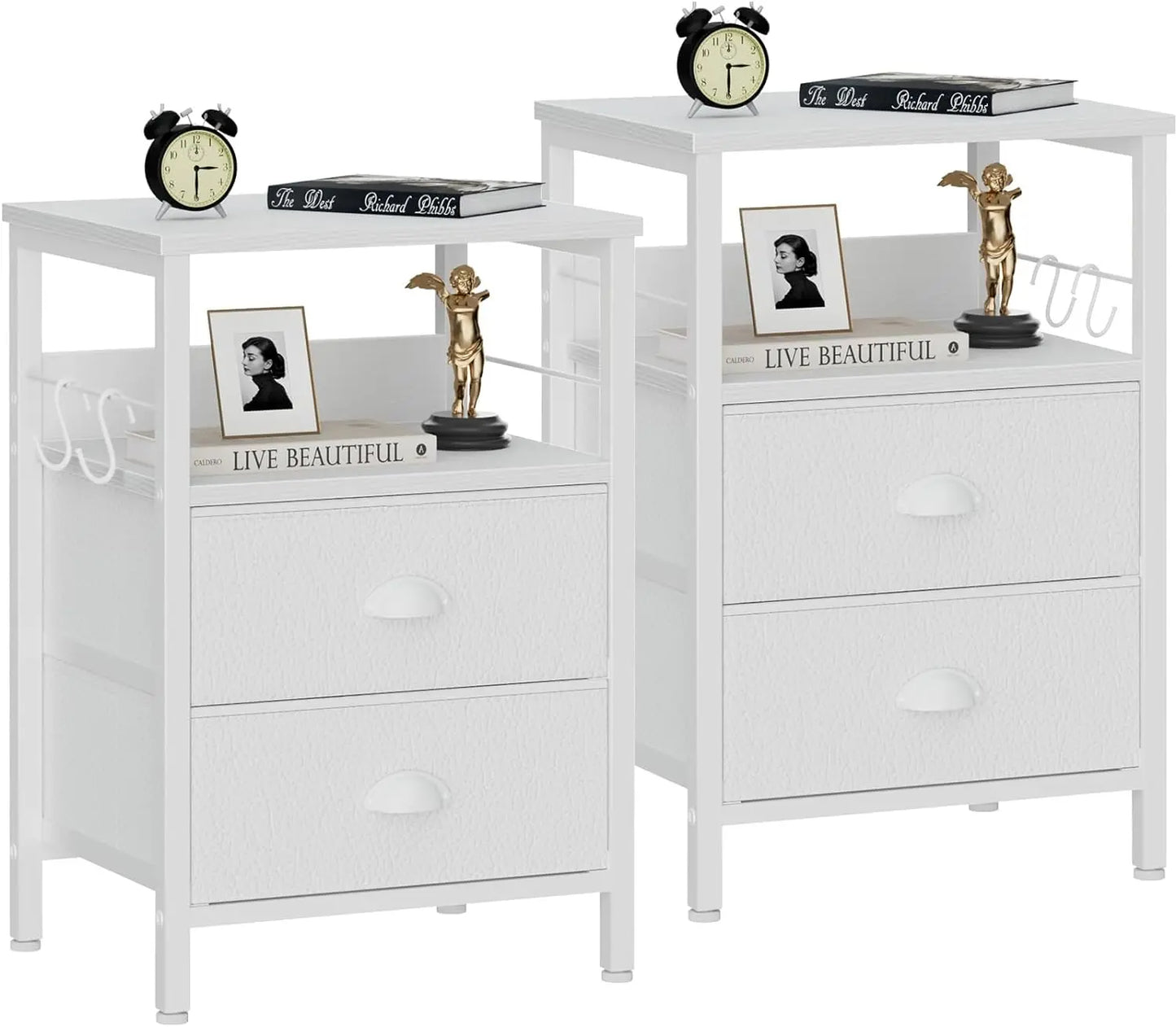 2 Fabric Drawers Nightstands