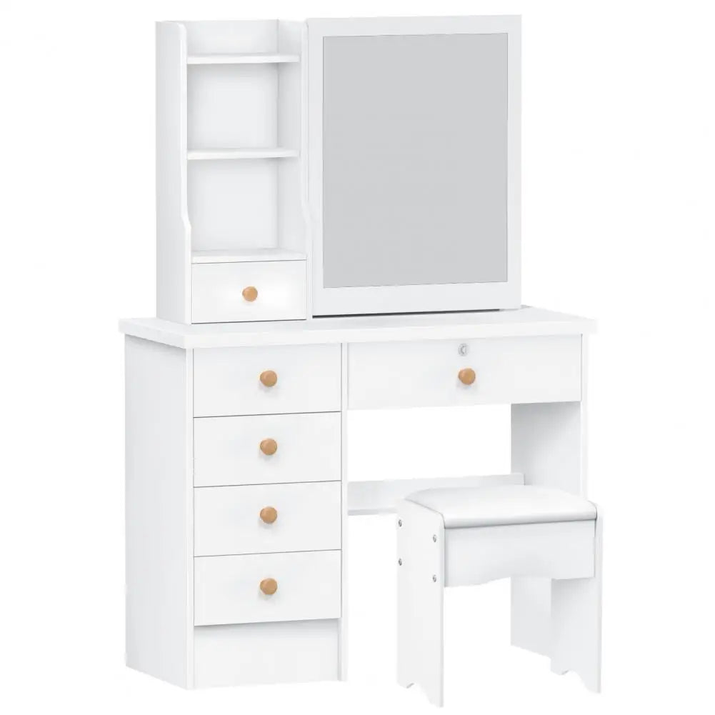 6 Drawers Makeup Vanity Desk with Sliding Mirror for Bedroom