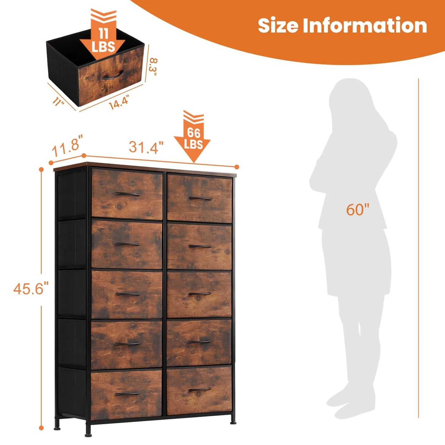 10 Drawers Wardrobe Steel Frame Closet