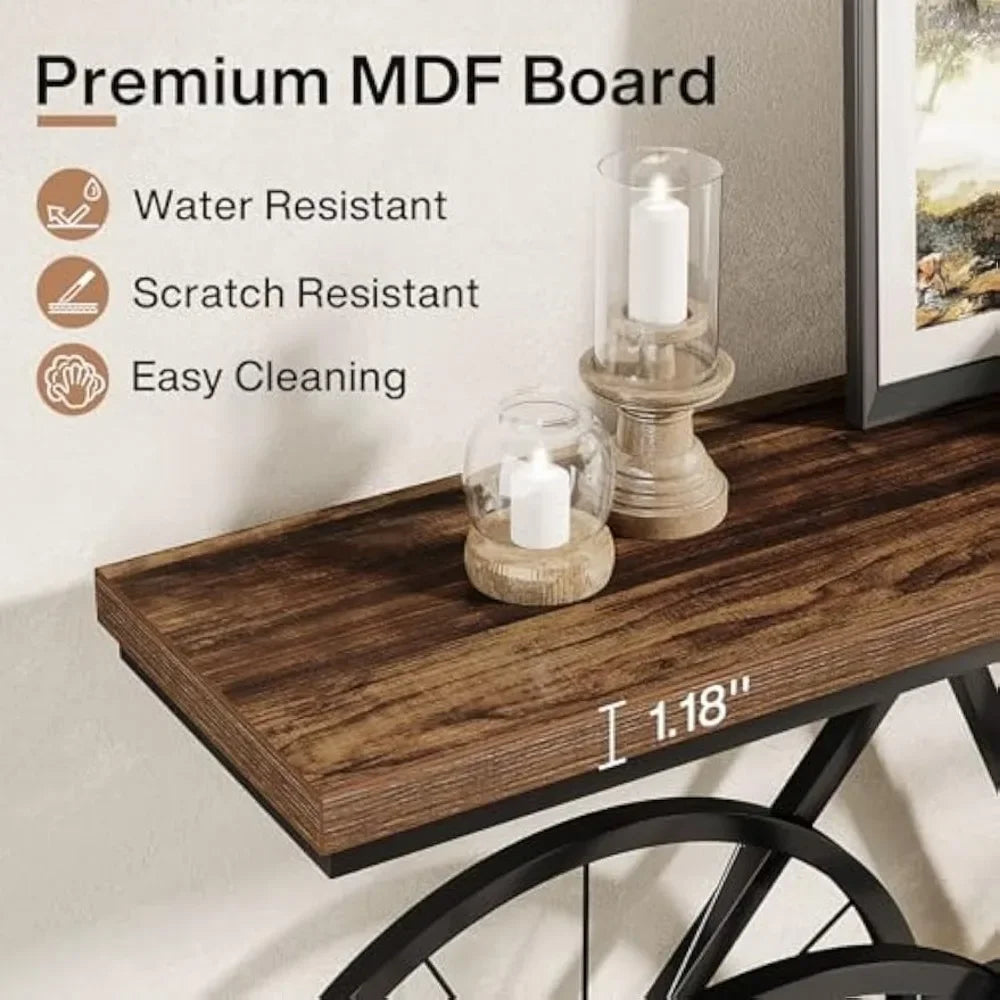 70.9-Inch Extra Long Modern Industrial Entryway Console for Living Room, Hallway, Rustic Brown
