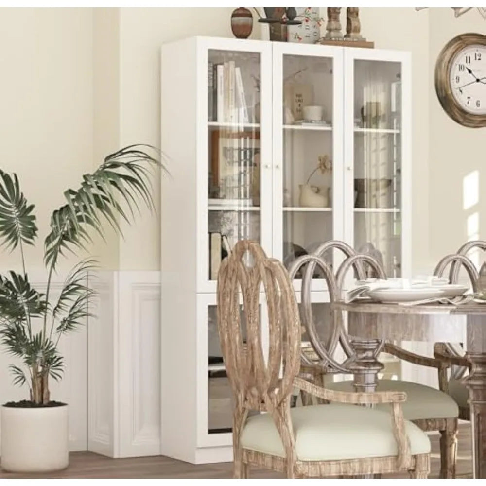 Large 47.2" W Kitchen Pantry with 5-Tier Shelves Storage Cabinet with 6 Acrylic Doors for Organizing the Home, Office, ir Living Room
