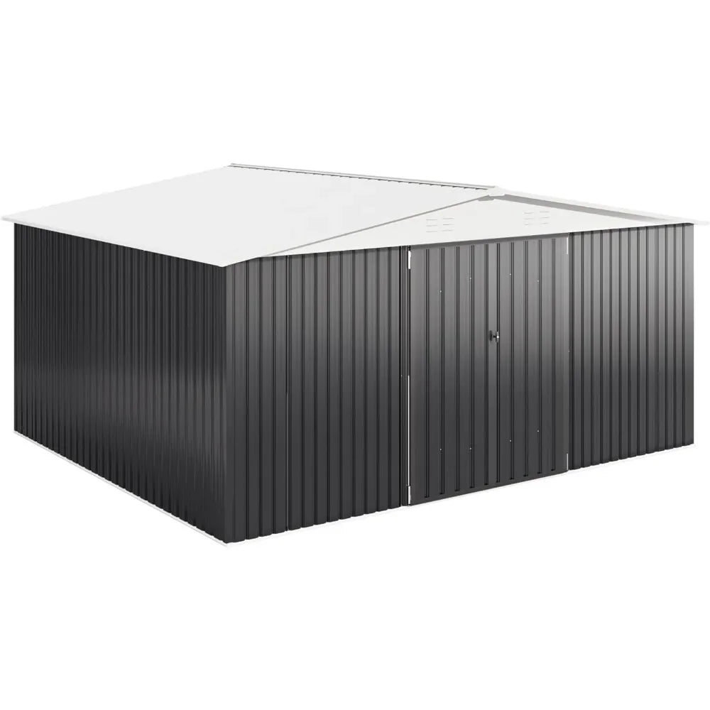 12x14 FT Garden Storage Shed with Updated Frame Structure and Lockable Doors.