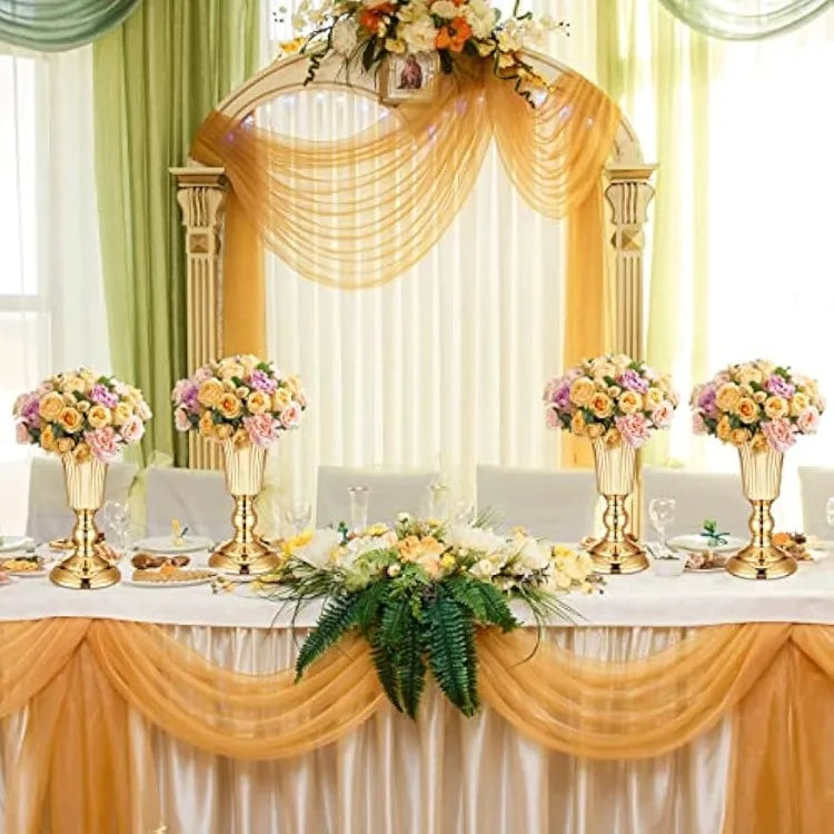 10 Pcs Elegant Decorative Gold Metal Trumpet Wedding or Birthday Party Centerpiece Vases for Table