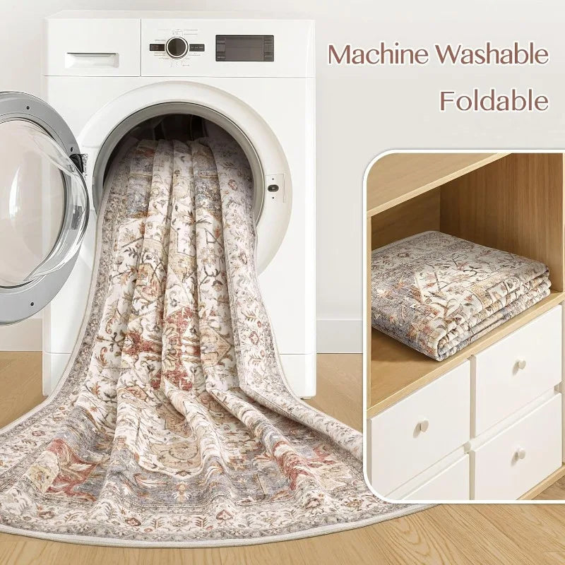 8'x10' Vintage Large Oriental Distressed Farmhouse Washable Boho for Living Room