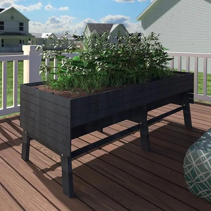 6 x 3 x 2FT, Raised Wood Garden Beds Outdoor with 6 Legs and Detachable Liner for Backyard, Patio