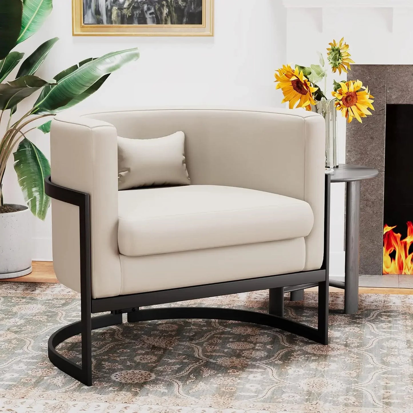Modern Velvet Accent Barrel Chair with Gold Legs Upholstered Armchair for Bedroom, Living Room, Club Side Chairs