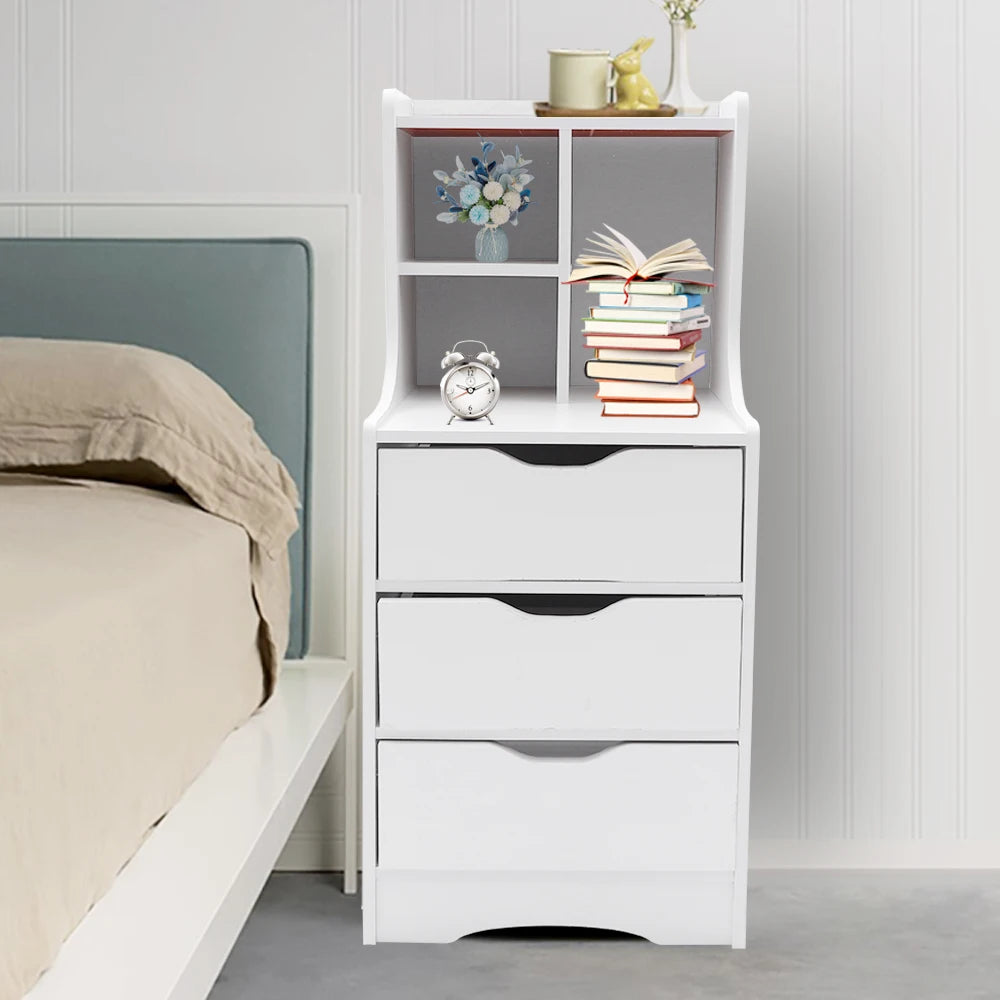 Elegant White Modern Style Nightstand for Bedside Table With 3 Drawers