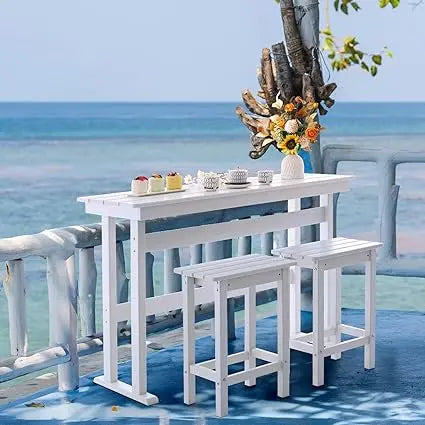 3 Piece Outdoor Bar Height Table and Chairs Set of 2 Which Includes High Top Patio Table and Chairs, Outside Patio Bar Set