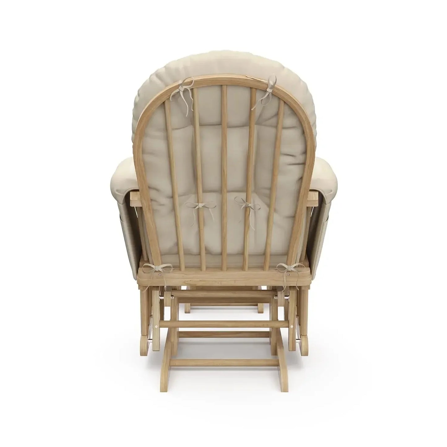 Premium Hoop Glider and Ottoman (Natural/Beige) – Padded Cushions with Storage Pocket, Smooth Rocking Motion, Easy to Assemble