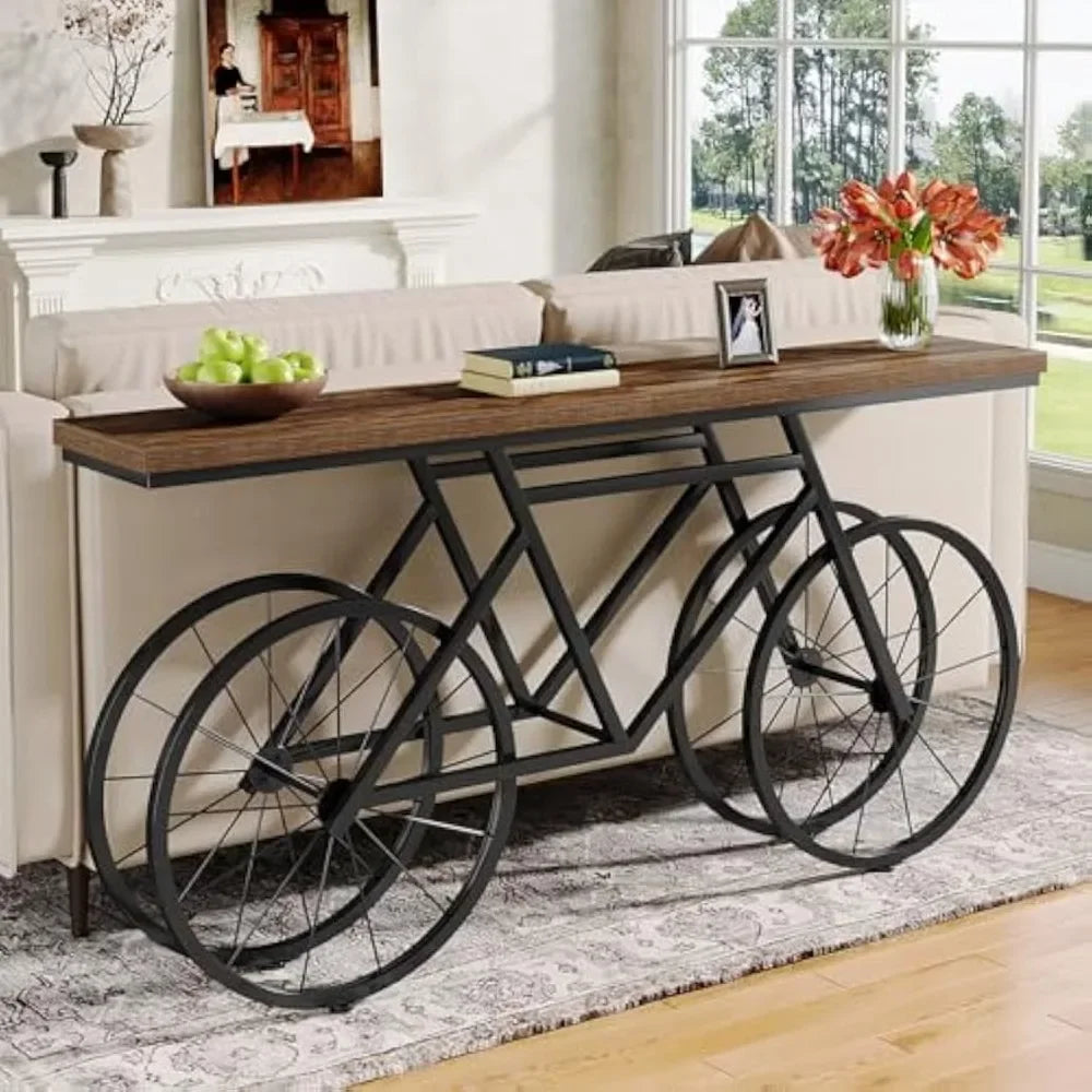 70.9-Inch Extra Long Modern Industrial Entryway Console for Living Room, Hallway, Rustic Brown