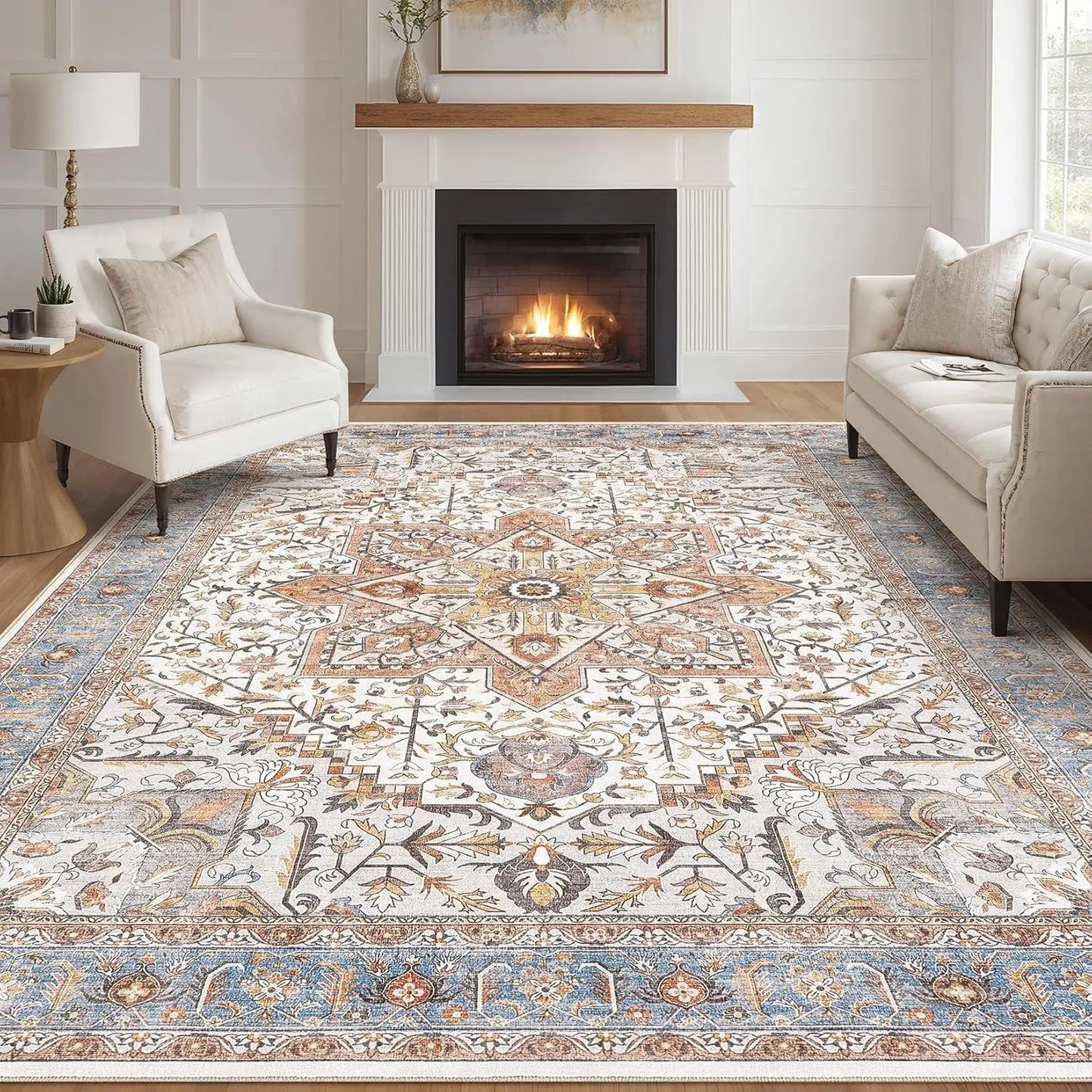 8'x10' Vintage Large Oriental Distressed Farmhouse Washable Boho for Living Room