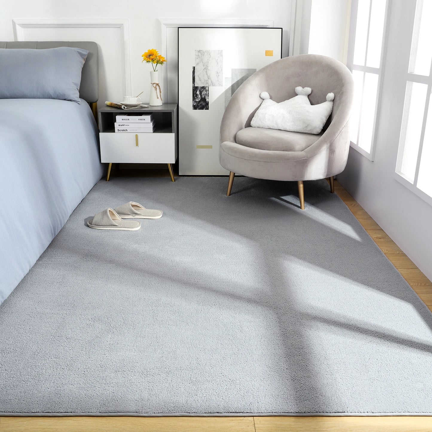 Large Rectangular Soft Non-Slip Black Rugs for Living Room, Bedside or Game Mat