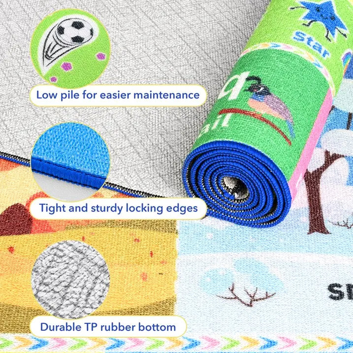 Colorful Educational & Fun Gaming Area Rugs for Kids Room, Bedroom, Playroom