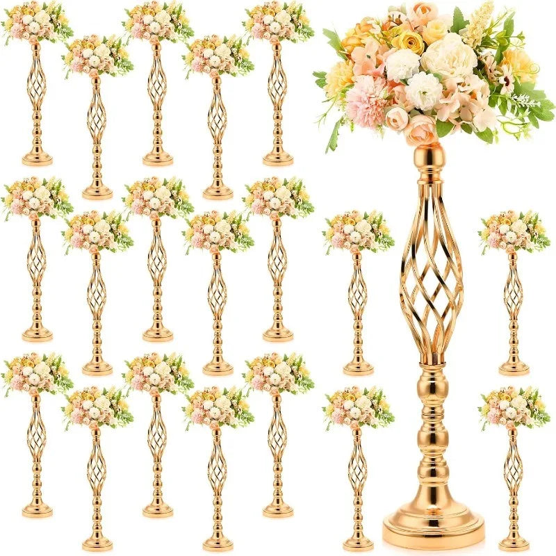 Elegant 20 Pcs Tall Large Metal Flower Arrangement Vase Stand or Candle Holder Wedding Centerpiece for Table Decorations