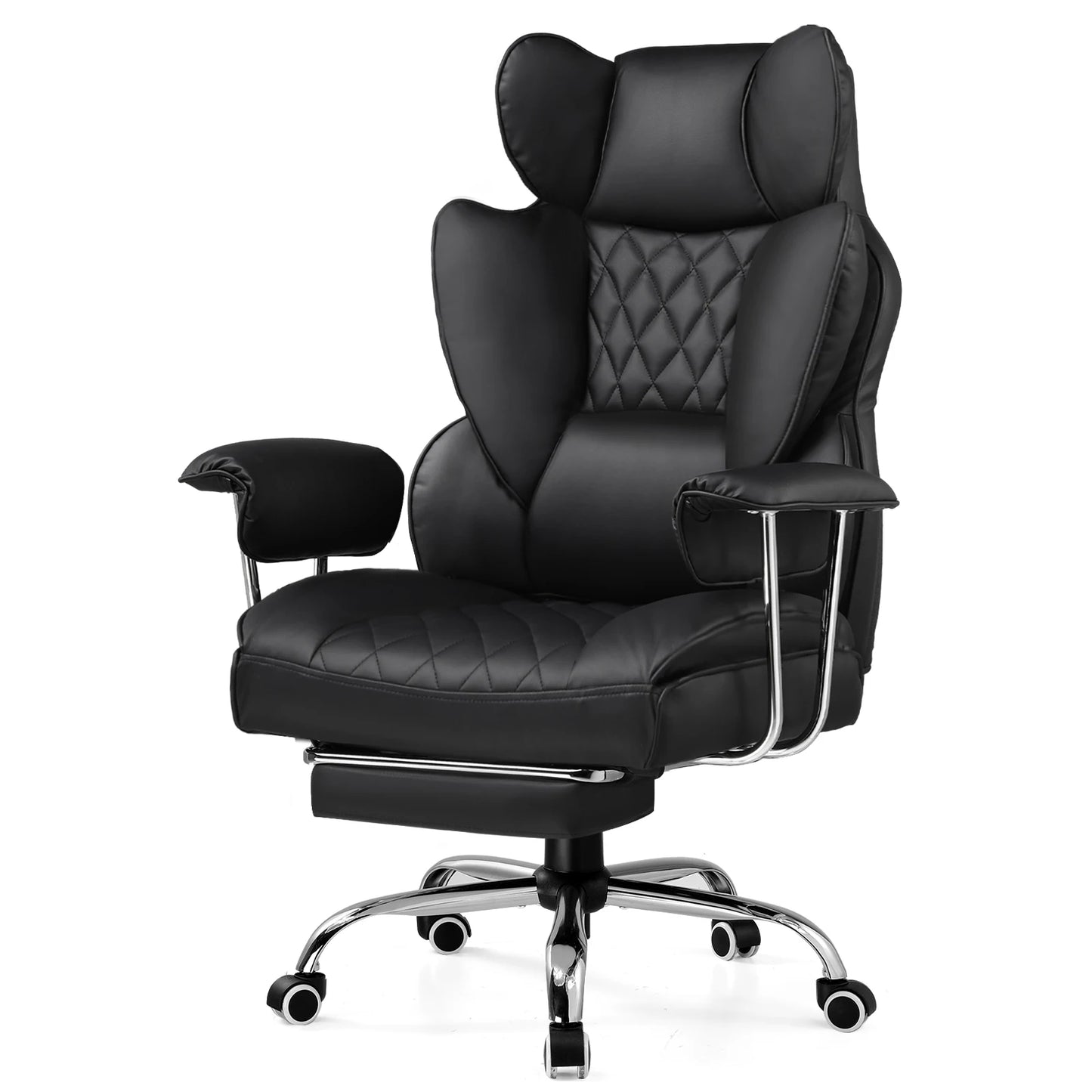 Big and Tall Gaming Chair with Pocket, Spring Lumbar Support, Ergonomic , for Office Chair with Footrest