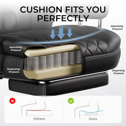 Big and Tall Gaming Chair with Pocket, Spring Lumbar Support, Ergonomic , for Office Chair with Footrest