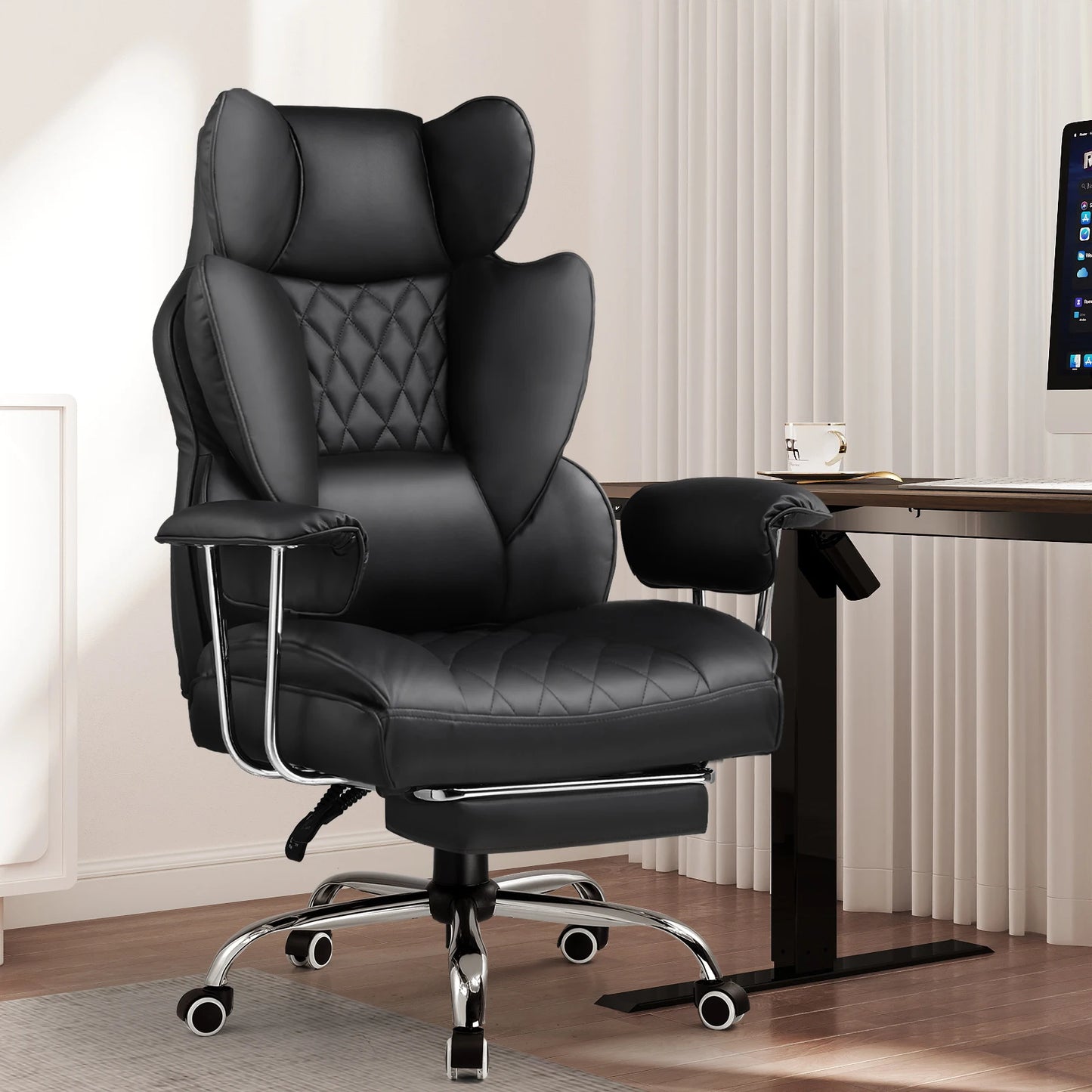 Big and Tall Gaming Chair with Pocket, Spring Lumbar Support, Ergonomic , for Office Chair with Footrest