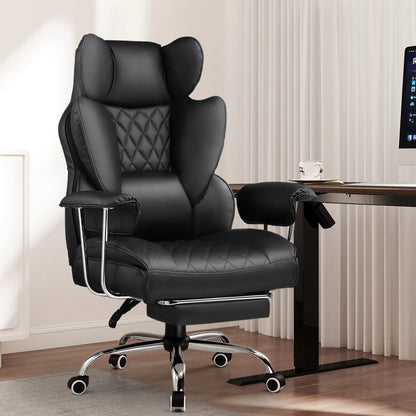 Big and Tall Gaming Chair with Pocket, Spring Lumbar Support, Ergonomic , for Office Chair with Footrest