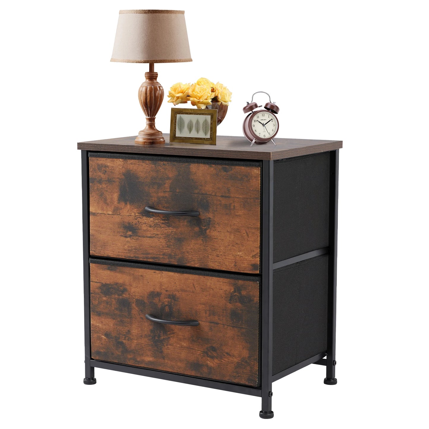 2 Fabric Drawers Cabinet Nightstand for Bedside, Coffee Table, Sofa, Tea Table, Storage, Closet, Chest, Clothes For Bedroom