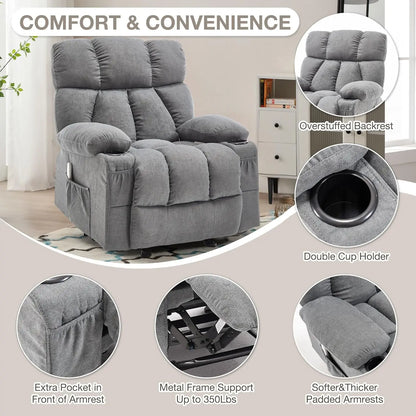 Ergonomic Comfy Overstuffed  Massage Rocker Recliner Chair with Heat and Vibration for Living Room