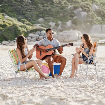 Set of 2 Foldable Metal Stable Steel Webbed Lawn Chairs  For Camping, Fishing, Beach