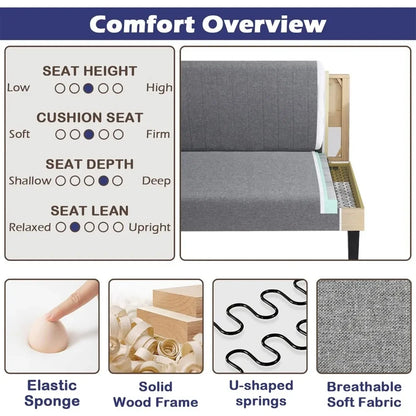 Small Velvet Comfy Armless Couch Loveseat with USB Port Sofa for Bedroom and Living Room