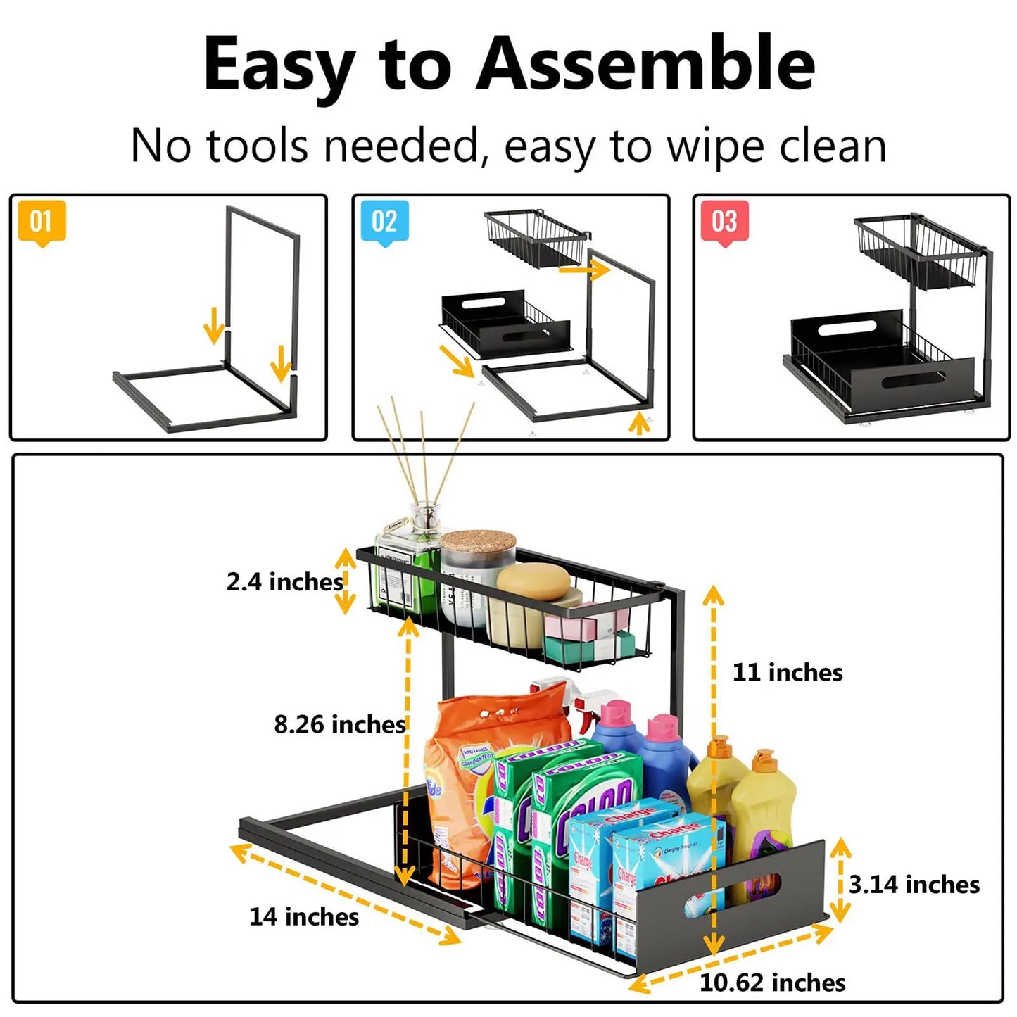 2 Pack Under Sink Pull Out Cabinet Organizer
