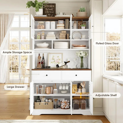 71" Pantry Cabinet, Tall Kitchen Pantry Storage Cabinet with Microwave Stand, Modern Kitchen Hutch Food Pantry