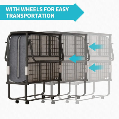 75" x 46" Folding Rollaway for Adults, 5 inch Thick Memory Foam Mattress, Twin Size Portable