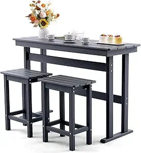 3 Piece Outdoor Bar Height Table and Chairs Set of 2 Which Includes High Top Patio Table and Chairs, Outside Patio Bar Set