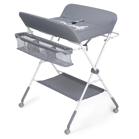Portable Foldable Waterproof Adjustable Baby Changing Table with Wheels