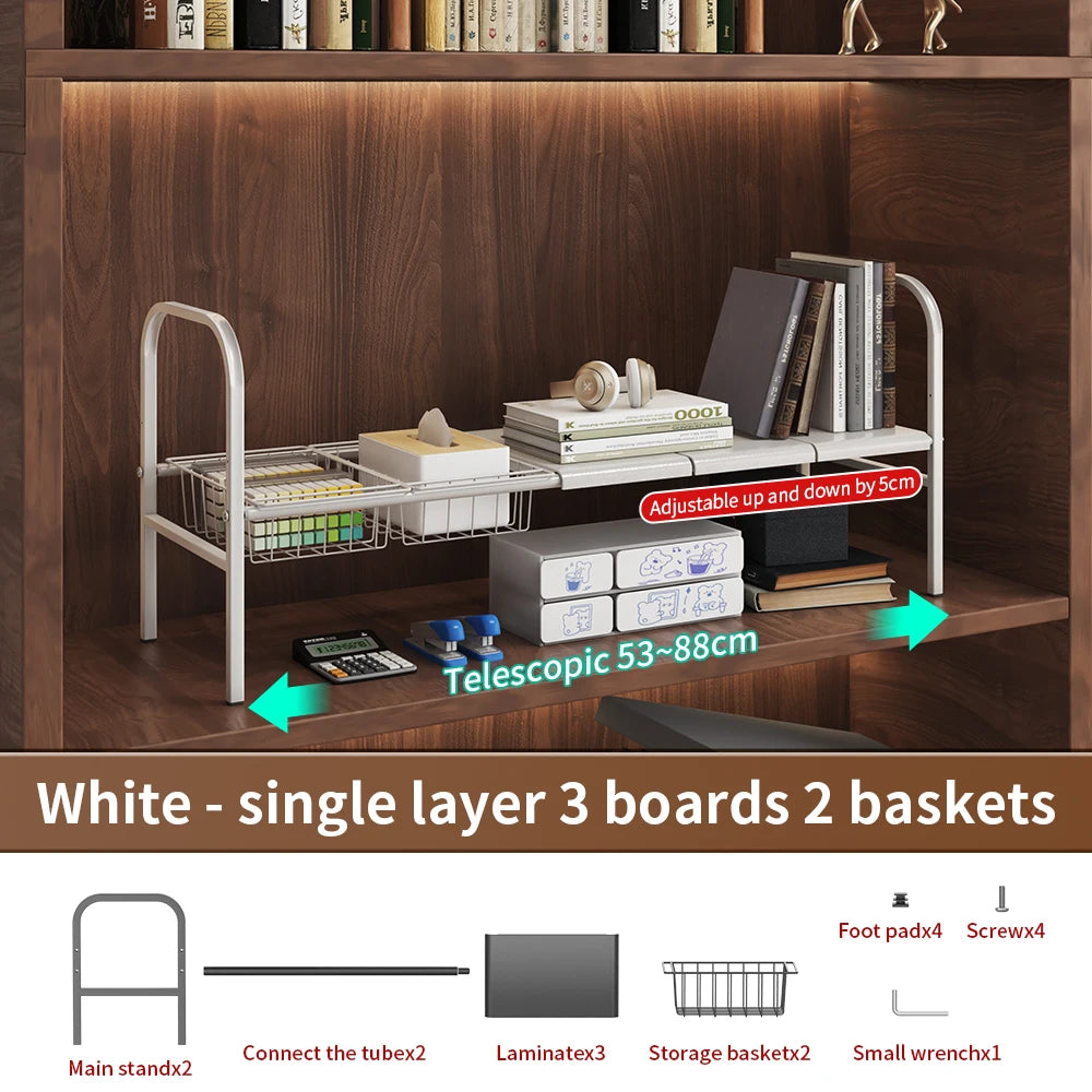 1 Set Multi-Use Under Sink Kitchen/Bathroom Sink Organizers with Expandable Storage Rack and Removable Baskets