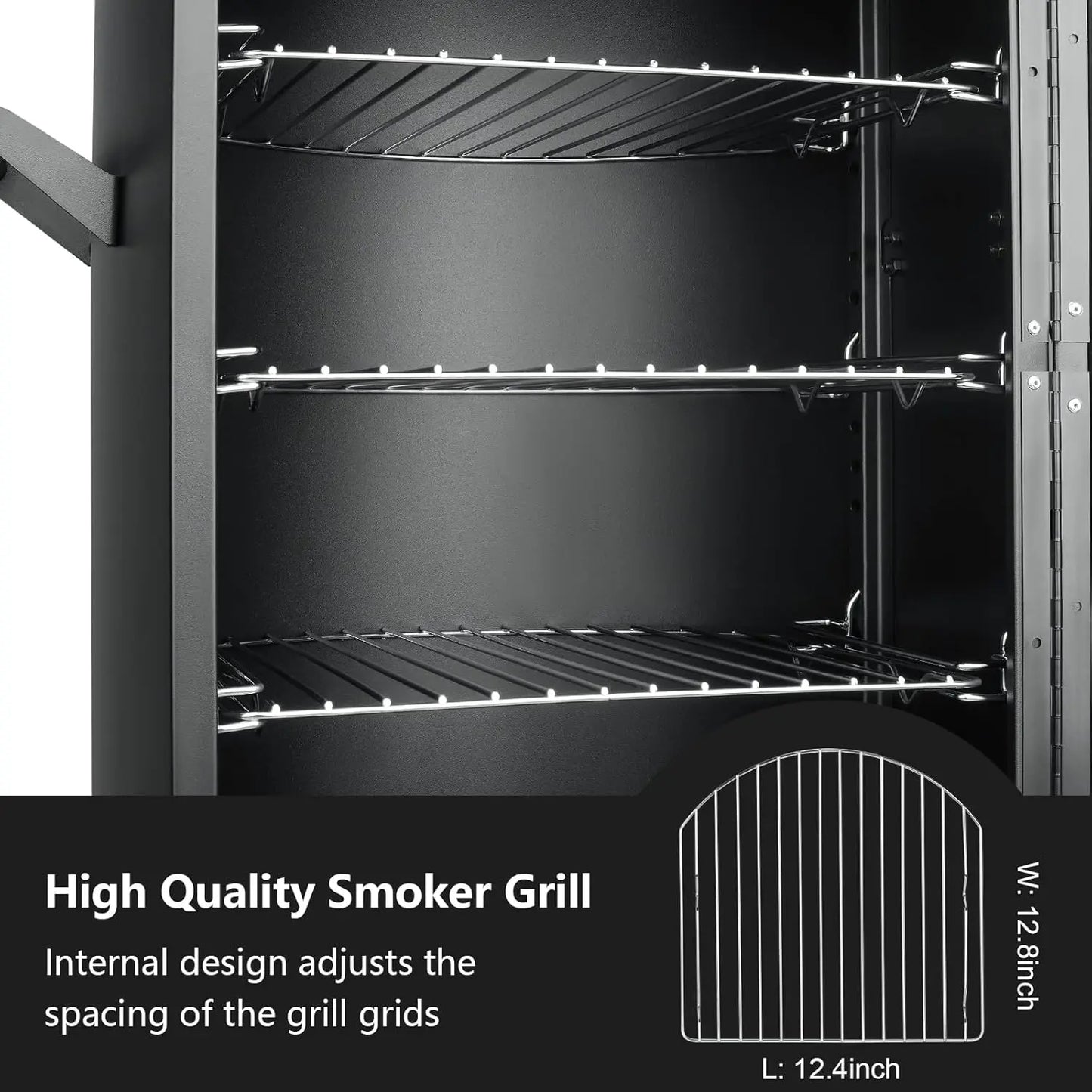 Heavy Duty  Vertical Propane Smoker Grill with Cover, Temperature Control and  Three Removable Shelves.