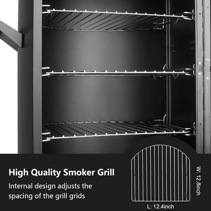 Heavy Duty  Vertical Propane Smoker Grill with Cover, Temperature Control and  Three Removable Shelves.