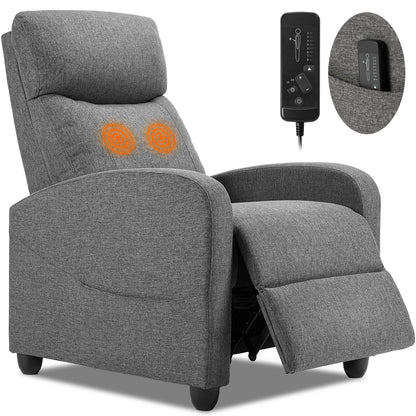 Modern Adjustable Massage Fabric Theater Lumbar Support Padded Seat & Backrest Recliner