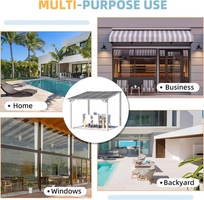 8' x 8' Pergola Gazebo in White, Small Wall Mounted Pergolas and Gazebos on Clearance, Outdoor Patio Lean to Gazebo Metal