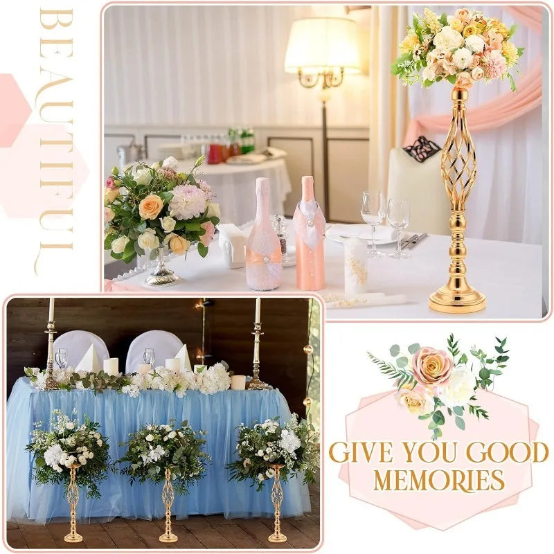 Elegant 20 Pcs Tall Large Metal Flower Arrangement Vase Stand or Candle Holder Wedding Centerpiece for Table Decorations
