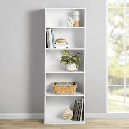 5-Shelf Bookcase with Adjustable Shelves, True Black Oak