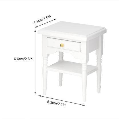White Mini Bedroom Furnishing Articles Wooden Bedside Table Model