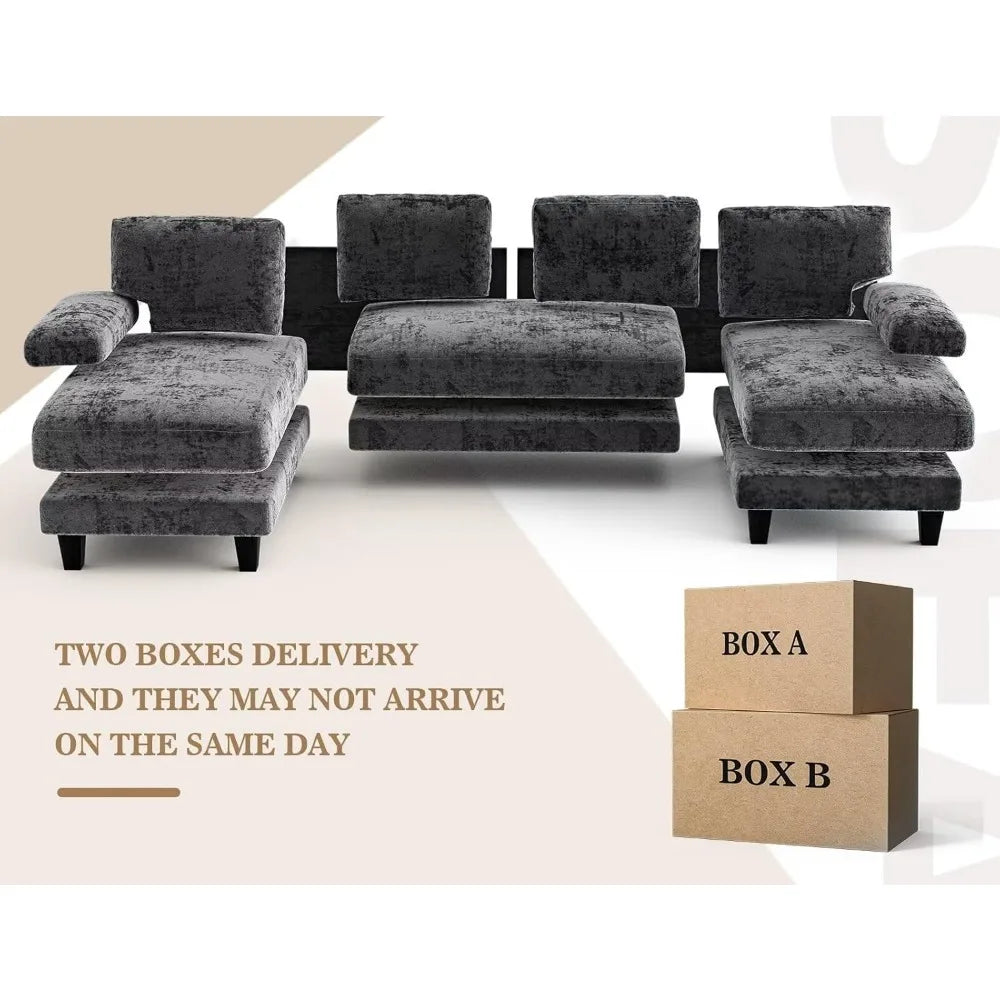 111 inch Modular U Shaped Sectional Sofa with Double Chaise and Large Lounge Couch for Living Room or Apartment