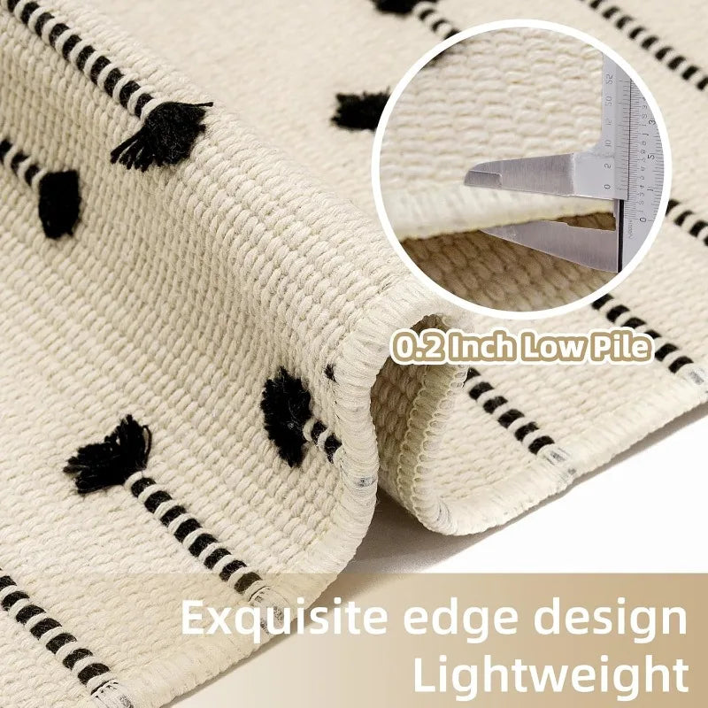 2'x6' Lightweight Woven Farmhouse Washable Runner Rug with Tassel for Hallway or Kitchen