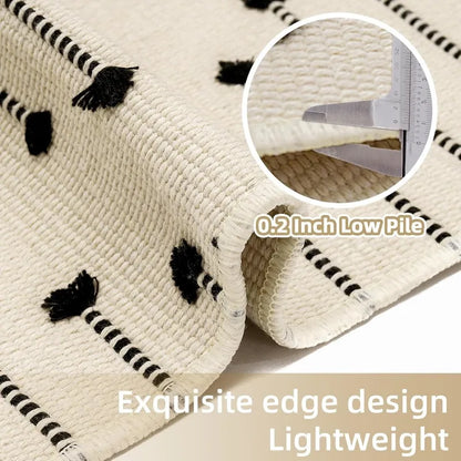 2'x6' Lightweight Woven Farmhouse Washable Runner Rug with Tassel for Hallway or Kitchen