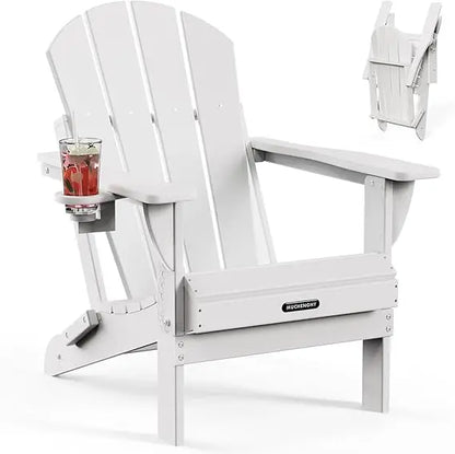 Folding Adirondack Outdoor Patio Weather Resistant Chair for Patio, Outside, Deck, Backyard