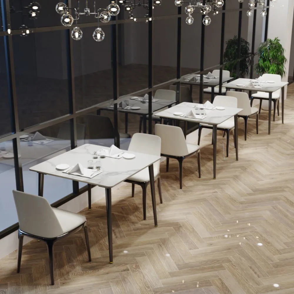 Marble Square Dining Table and Chairs for 4 Restaurant, Kitchen, Cafe Shop or use as a Desk.