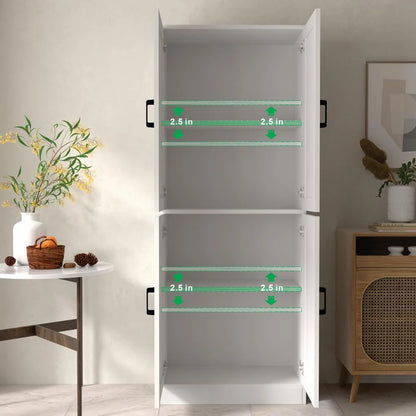 71" Tall Kitchen Pantry Cabinet with Doors, Hutch, Storage for Dining Room