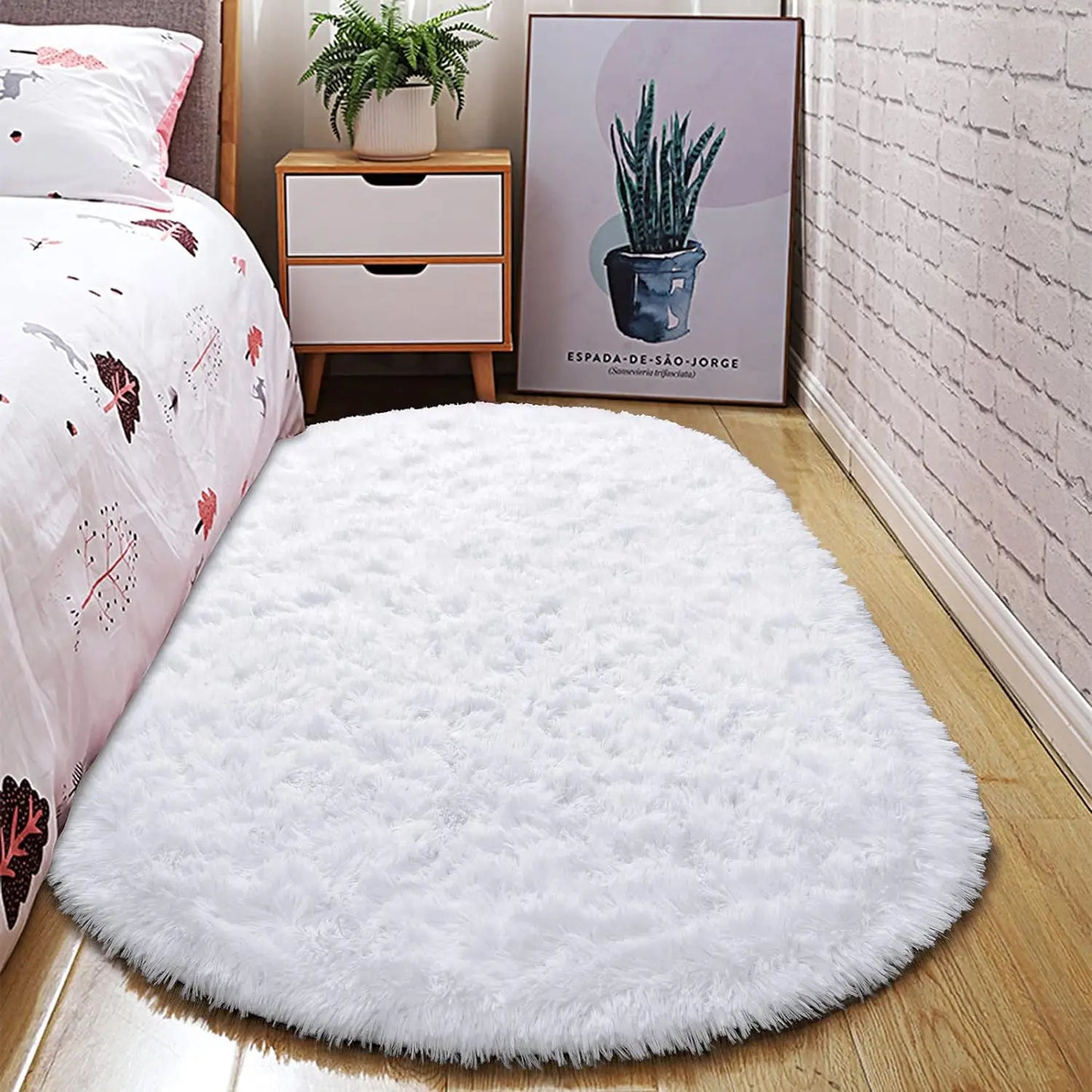 2.6x5.3 ft. Plush, Shaggy, Fluffy, Ultra Soft Oval Area Rugs for Kids Room, Bedside and Nursery