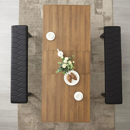 63"-79" Extendable Modern Wooden Farmhouse Dining-table
