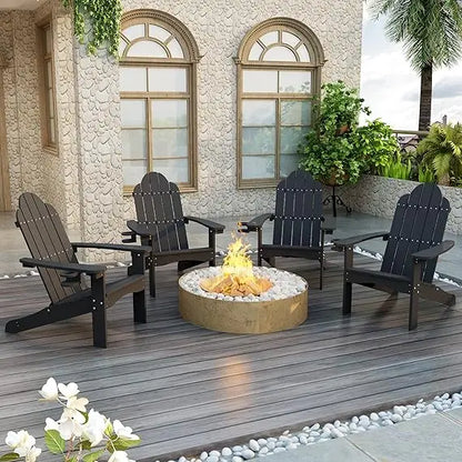 Modern Outdoors HDPS Adirondack Plastic Chairs with Cup Holders Set of 4 and Fire Pit Weather Resistant for Patio.