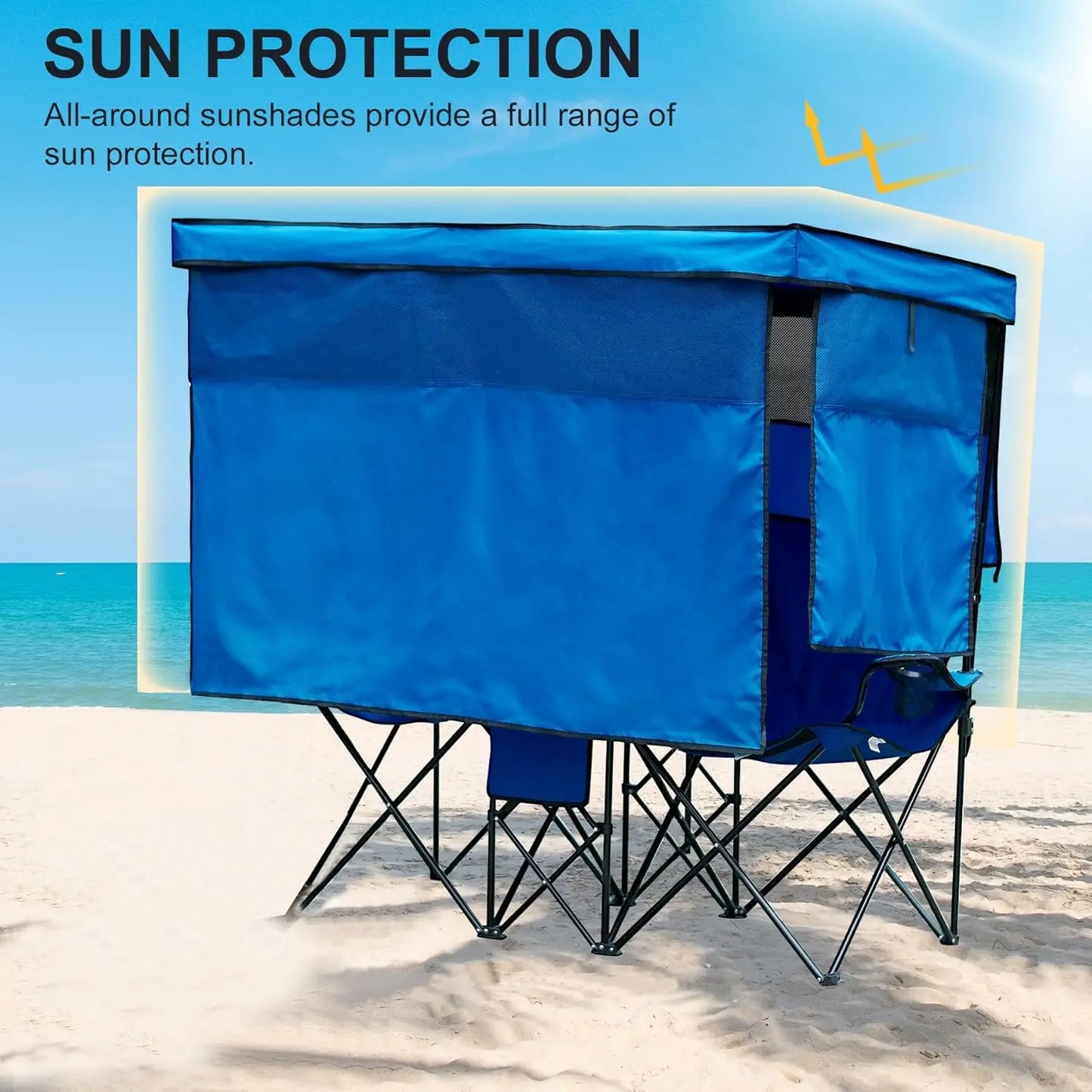 Heavy Duty Canopy Shade Chair with Cup Holders for Outside