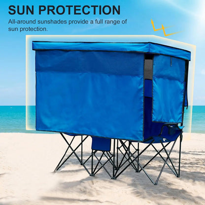 Heavy Duty Canopy Shade Chair with Cup Holders for Outside